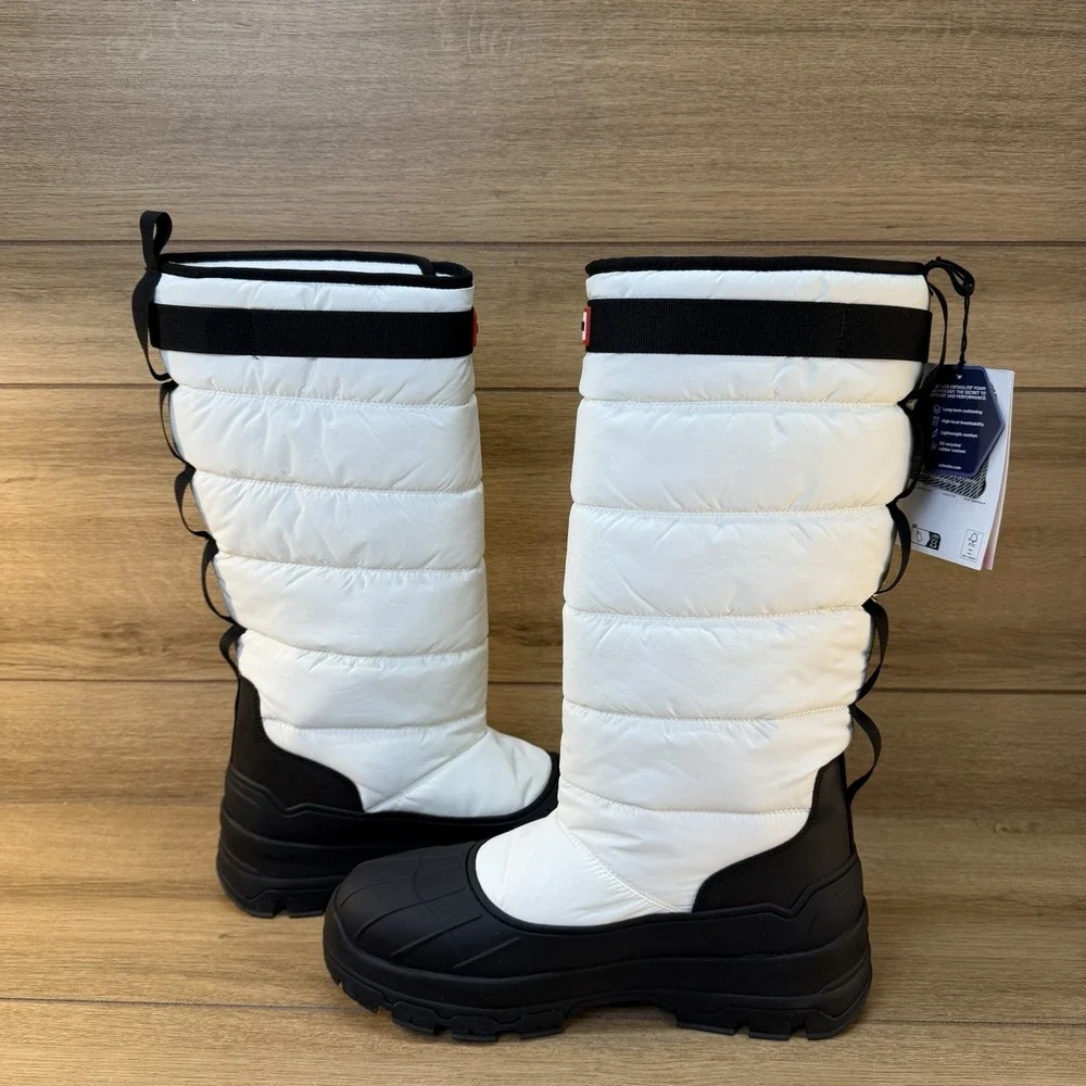 HUNTER Intrepid Tall  Womens Waterproof Snow‎ Boots White Black Size 11 NWT